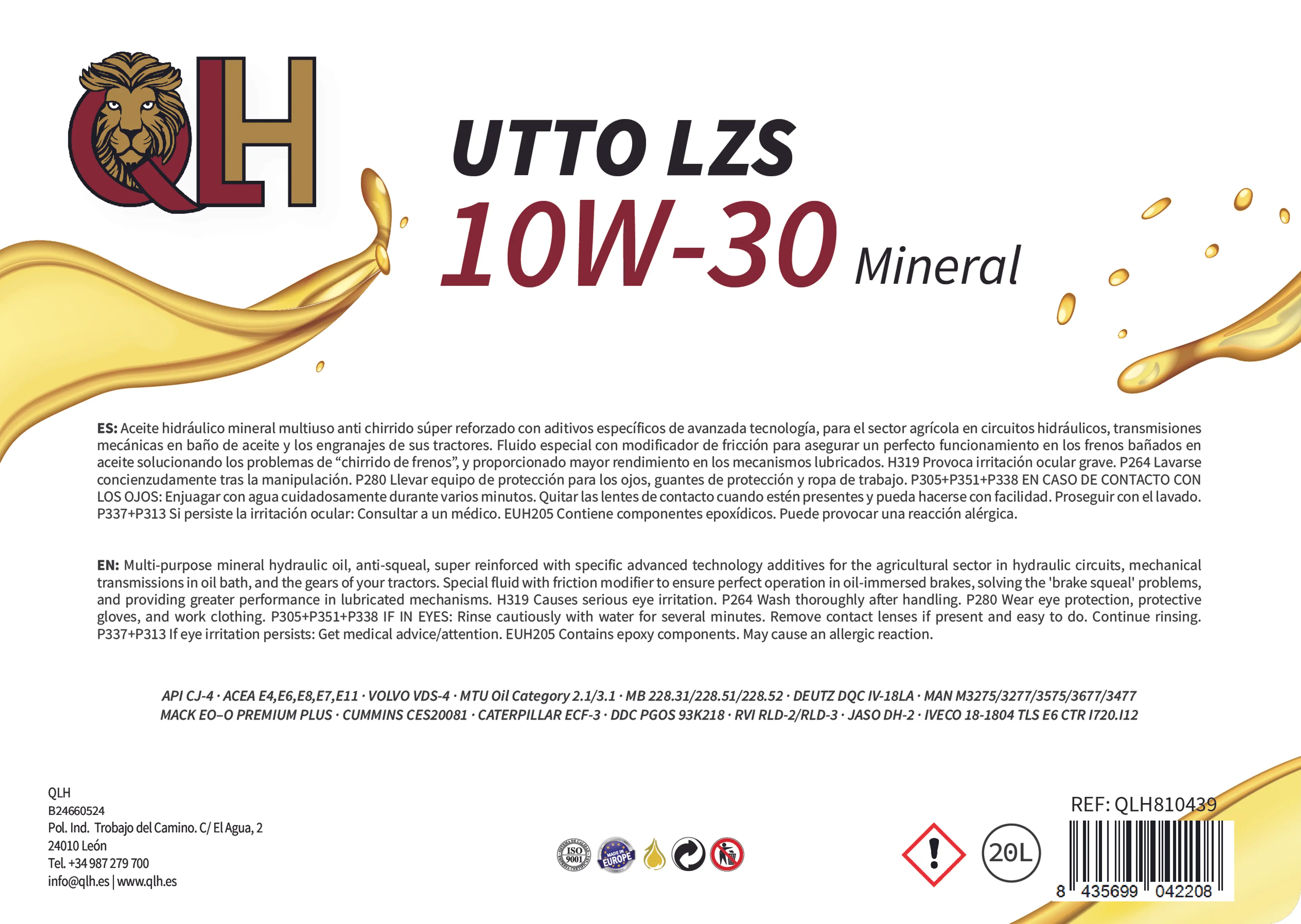 QLH 10W30 UTTO LZSB - 20 LITROS