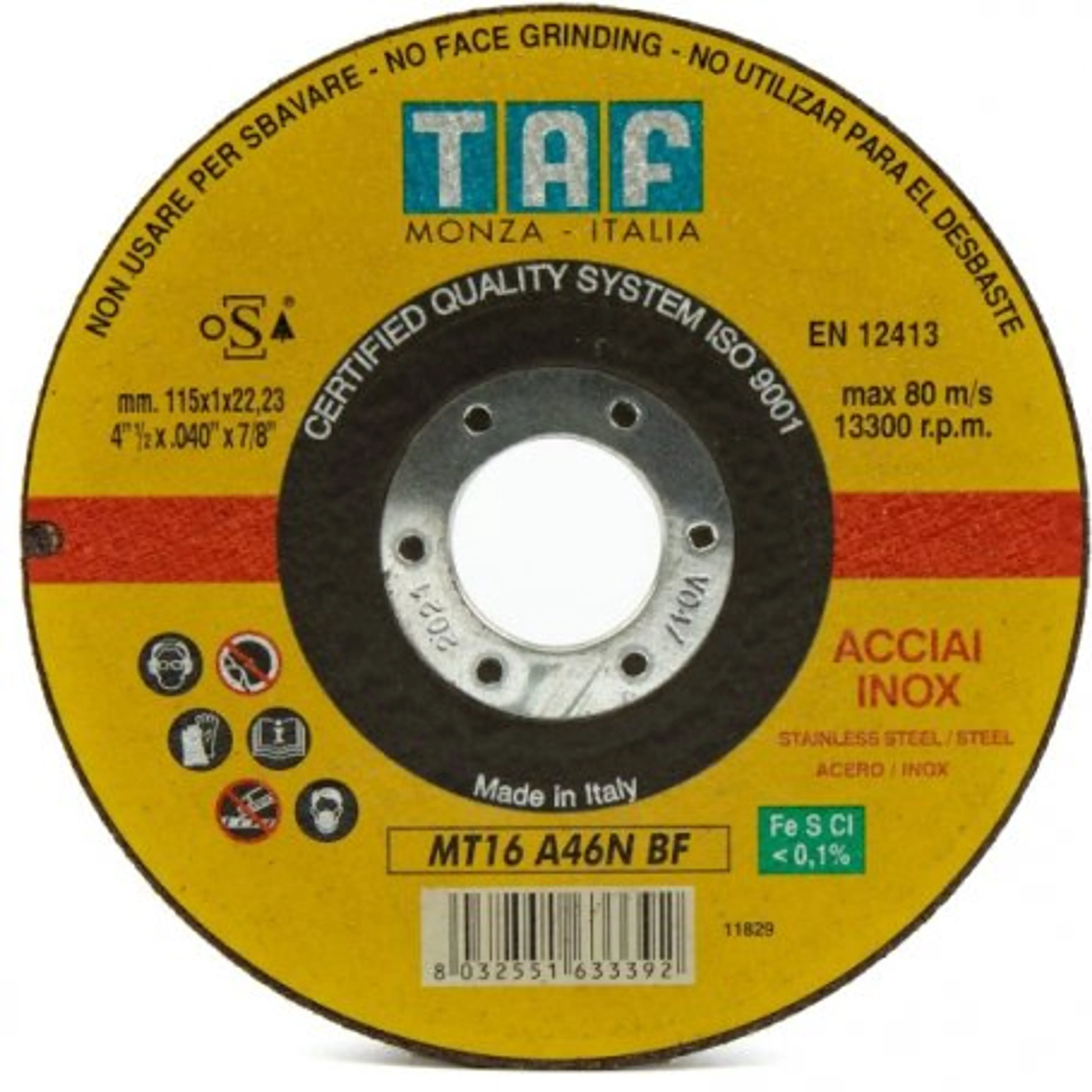 D.CORTE 115X1X22,23 20A60R-INOX